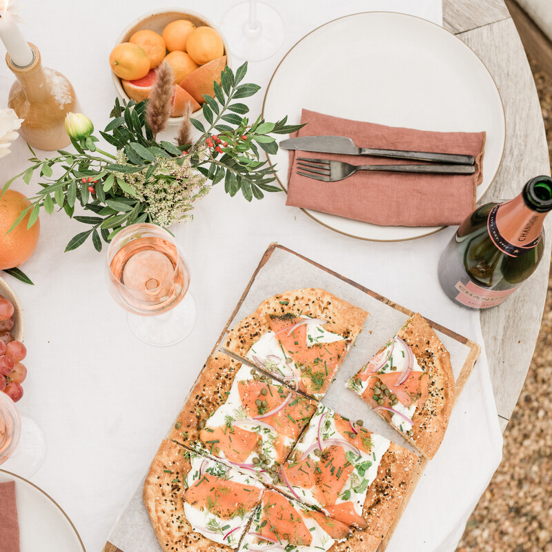 smoked salmon flatbread with everything bagel seasoning brunch recipe