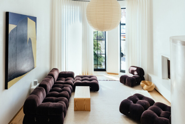 Brown furniture in living room.