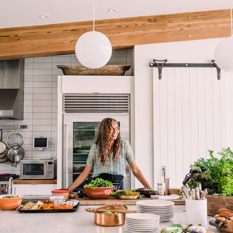 Modern Farmhouse Kitchen - Home of Helene Henderson - Malibu Farm - fresh produce and summer veggies - meal prep