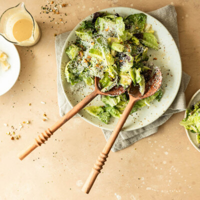 Green salad with sesame dressing.