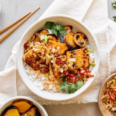 Hot honey salmon bowl.