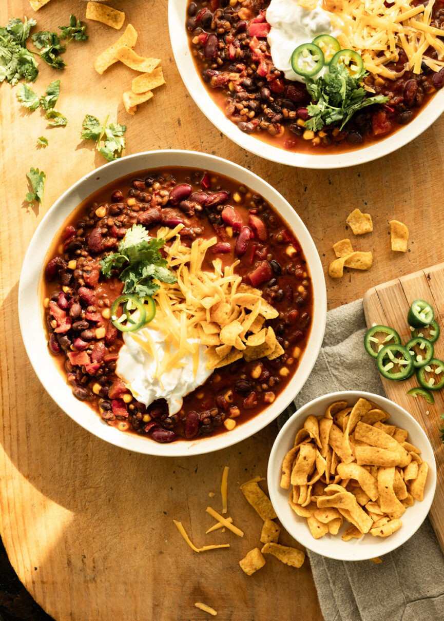 Lentil chili recipe.