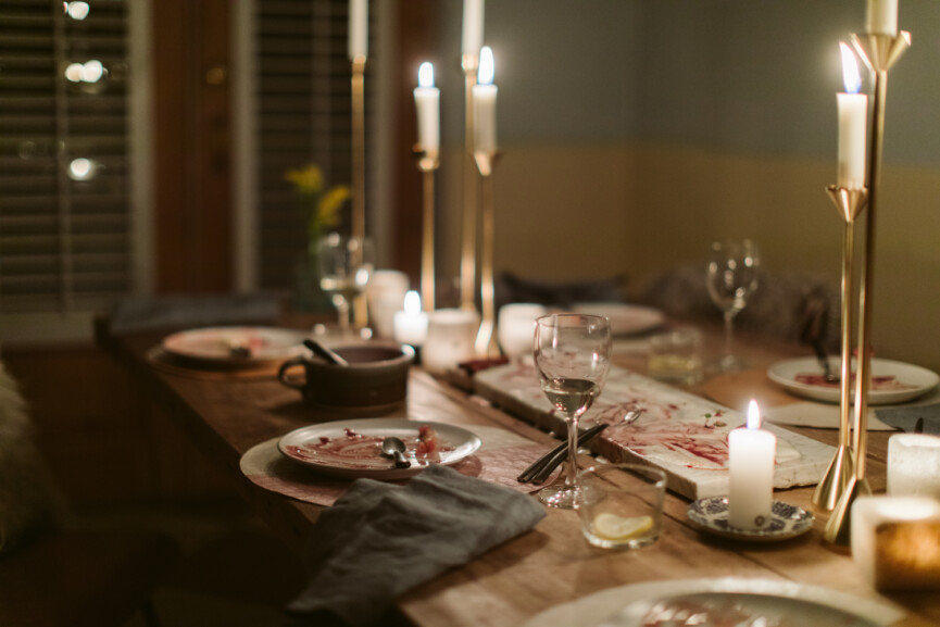 Candlelit dinner, Santa fe hygge