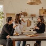 friends hanging out in kitchen, at-home cafe gathering