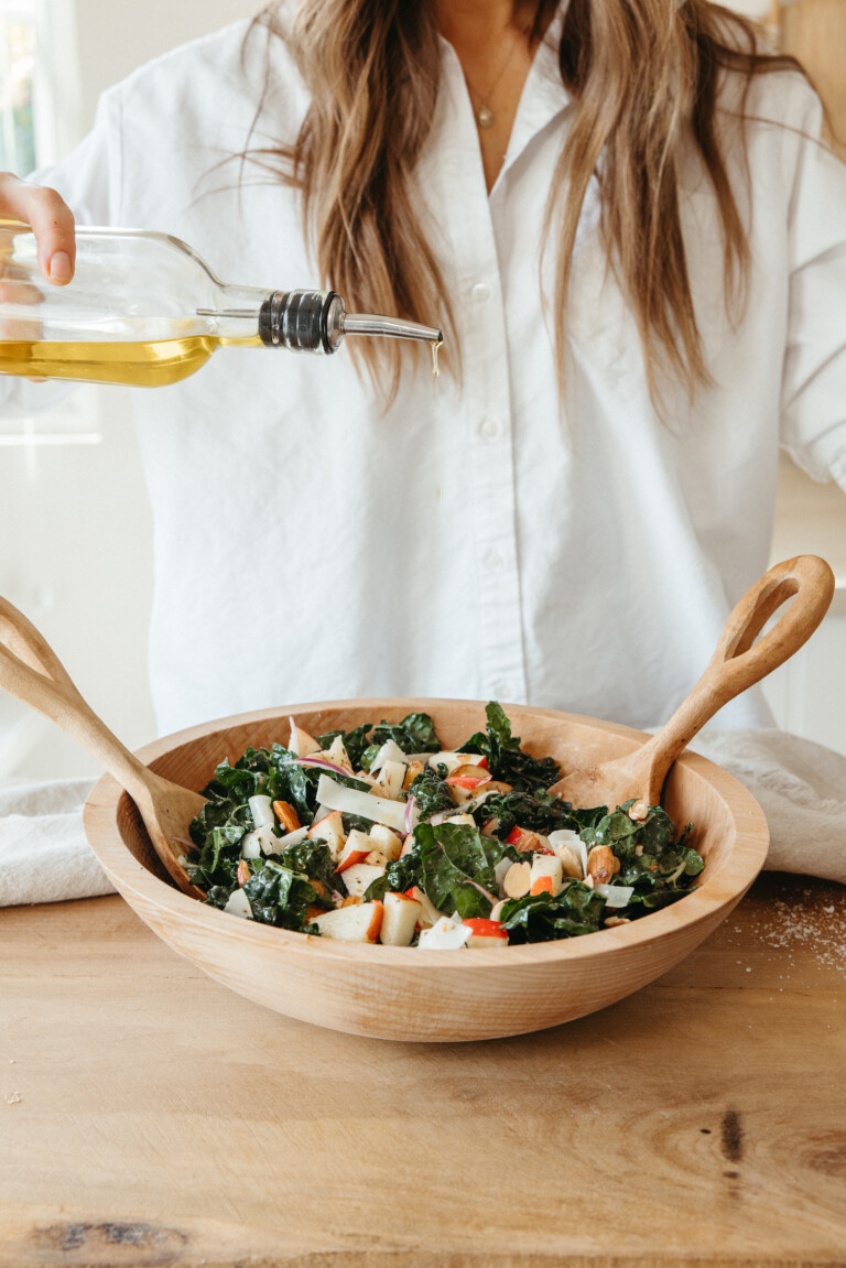 winter kale salad with apple and gruyere